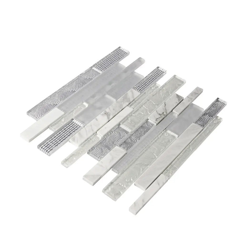 White 12x12 Brick Polished Matte Glass Stone Mosaic Tile (5 pack, 4.83 sq ft/case) by Apollo Tile
