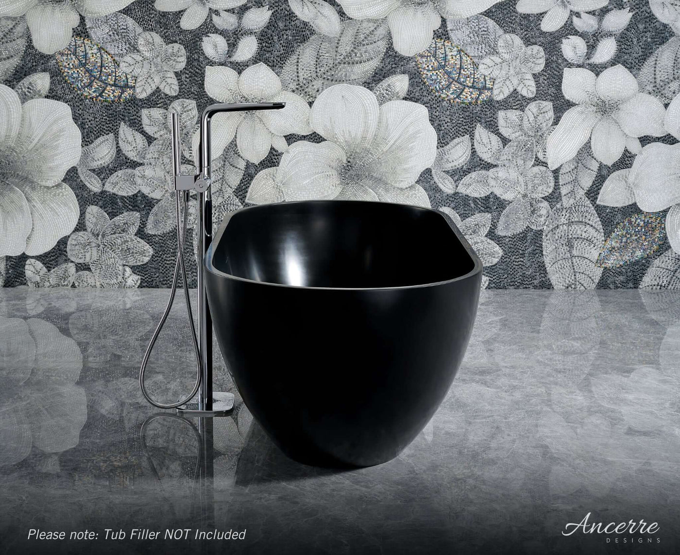 Cascade 59” Freestanding Solid Surface Bathtub by Ancerre Designs