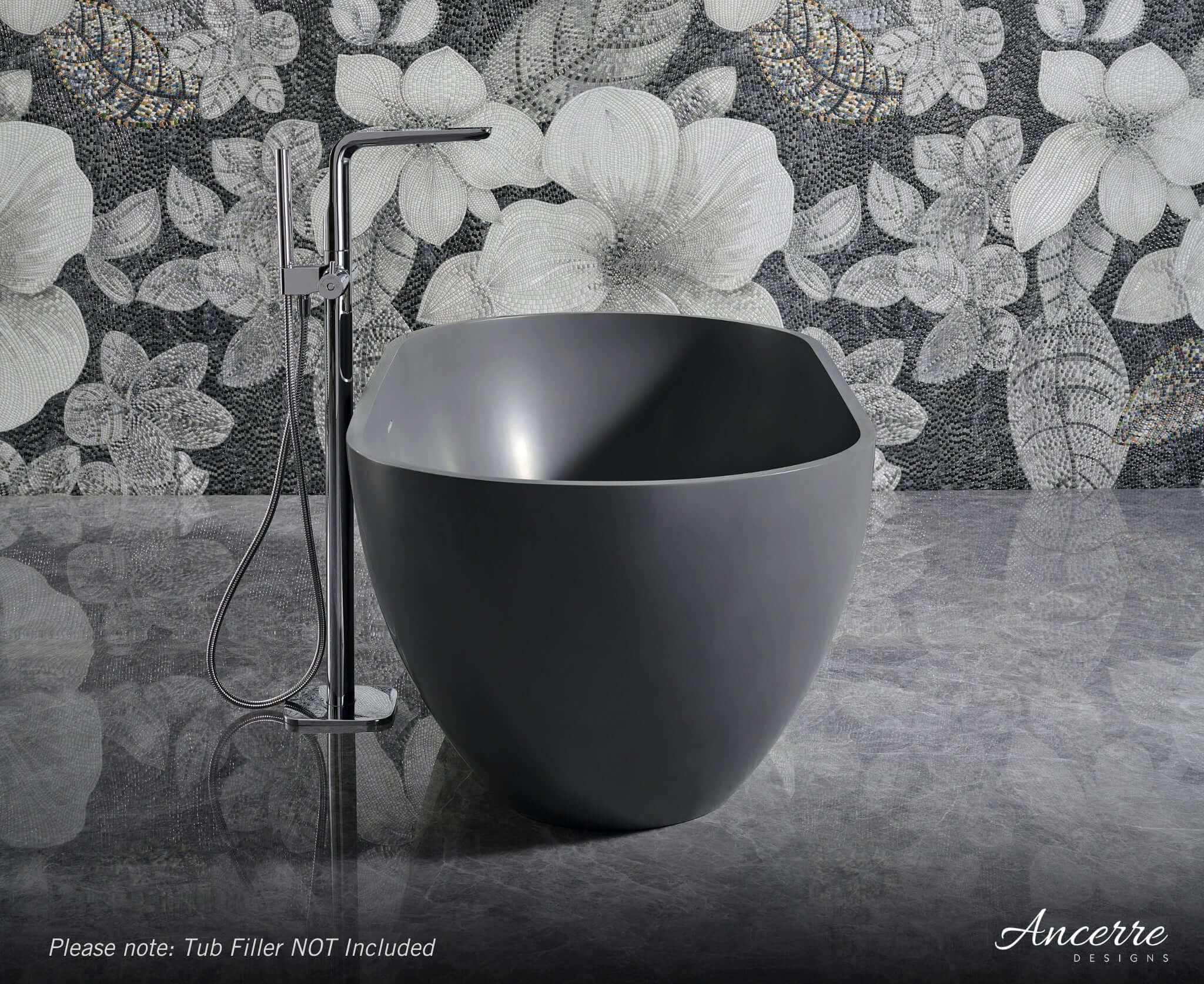 Cascade 59” Freestanding Solid Surface Bathtub by Ancerre Designs