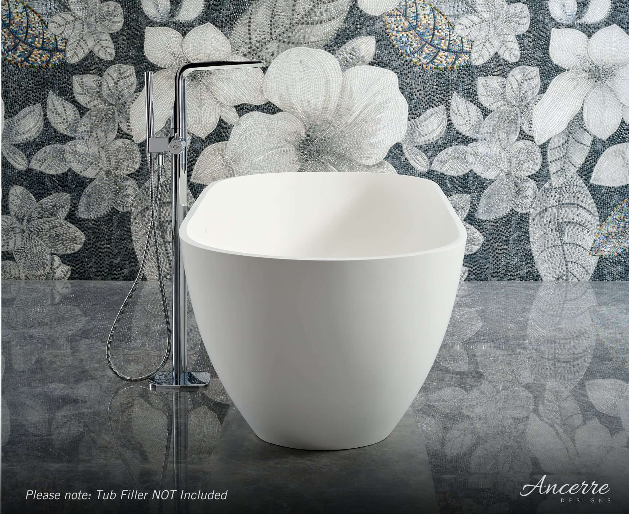 Cascade 59” Freestanding Solid Surface Bathtub by Ancerre Designs