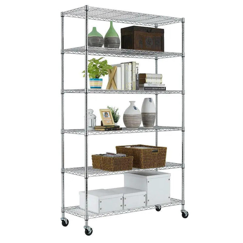 Heavy Duty 6-Shelf Metal Storage Rack Shelving Unit with Casters by HomePacific