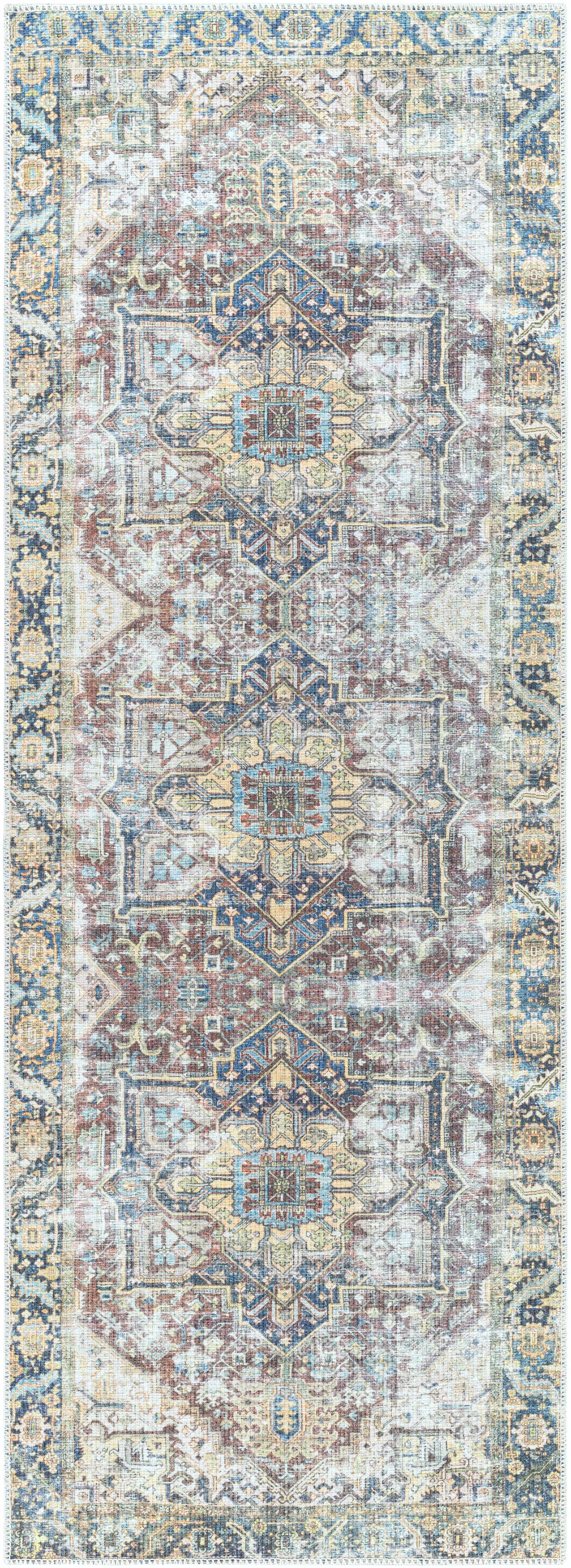 Blue Catigpian Distressed Washable Area Rug - Clearance by Boutique Rugs