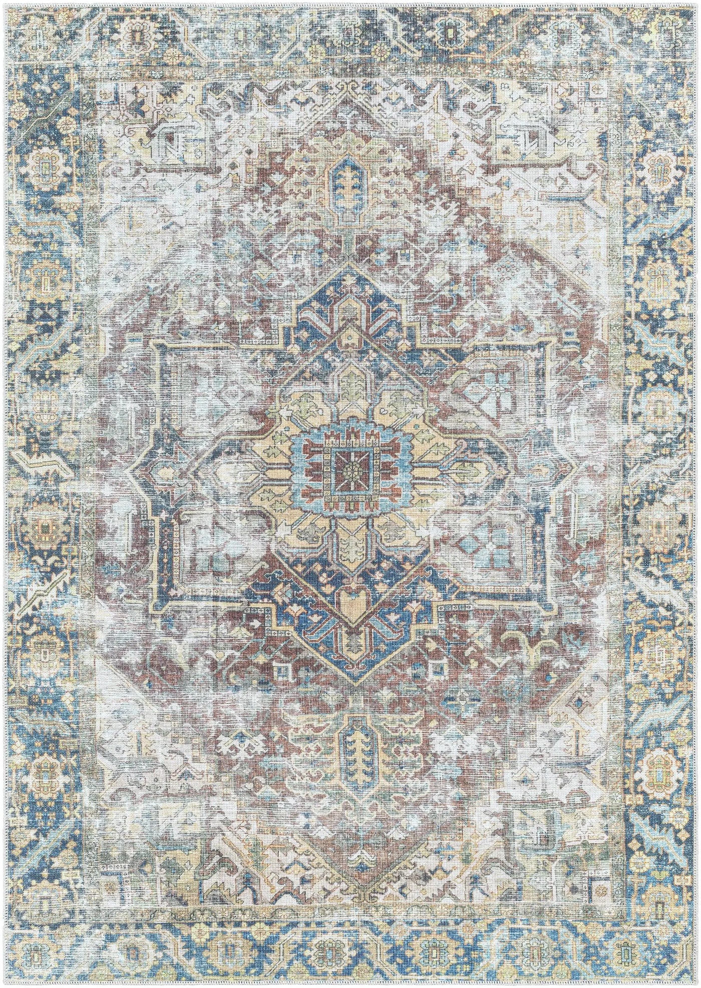 Blue Catigpian Distressed Washable Area Rug - Clearance by Boutique Rugs