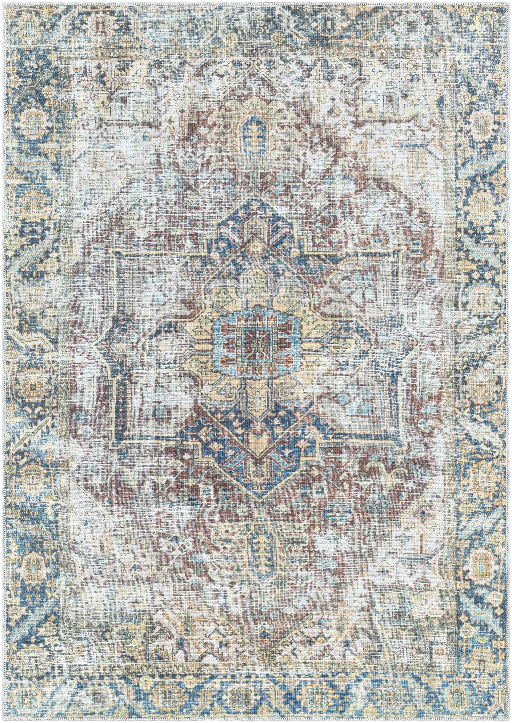 Blue Catigpian Distressed Washable Area Rug - Clearance by Boutique Rugs