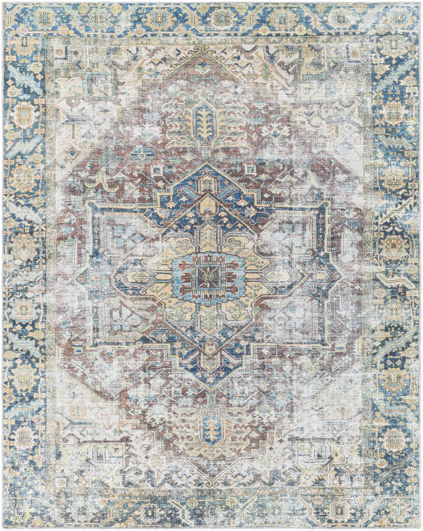 Blue Catigpian Distressed Washable Area Rug - Clearance by Boutique Rugs