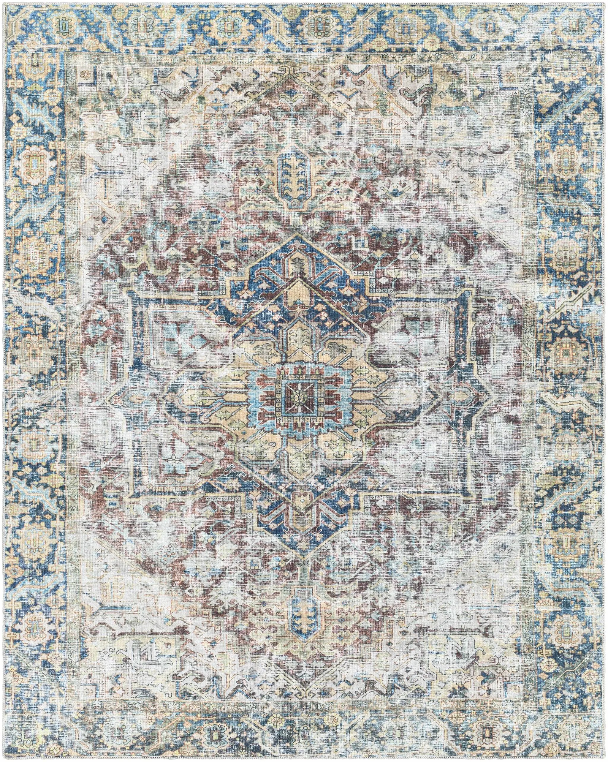 Blue Catigpian Distressed Washable Area Rug - Clearance by Boutique Rugs