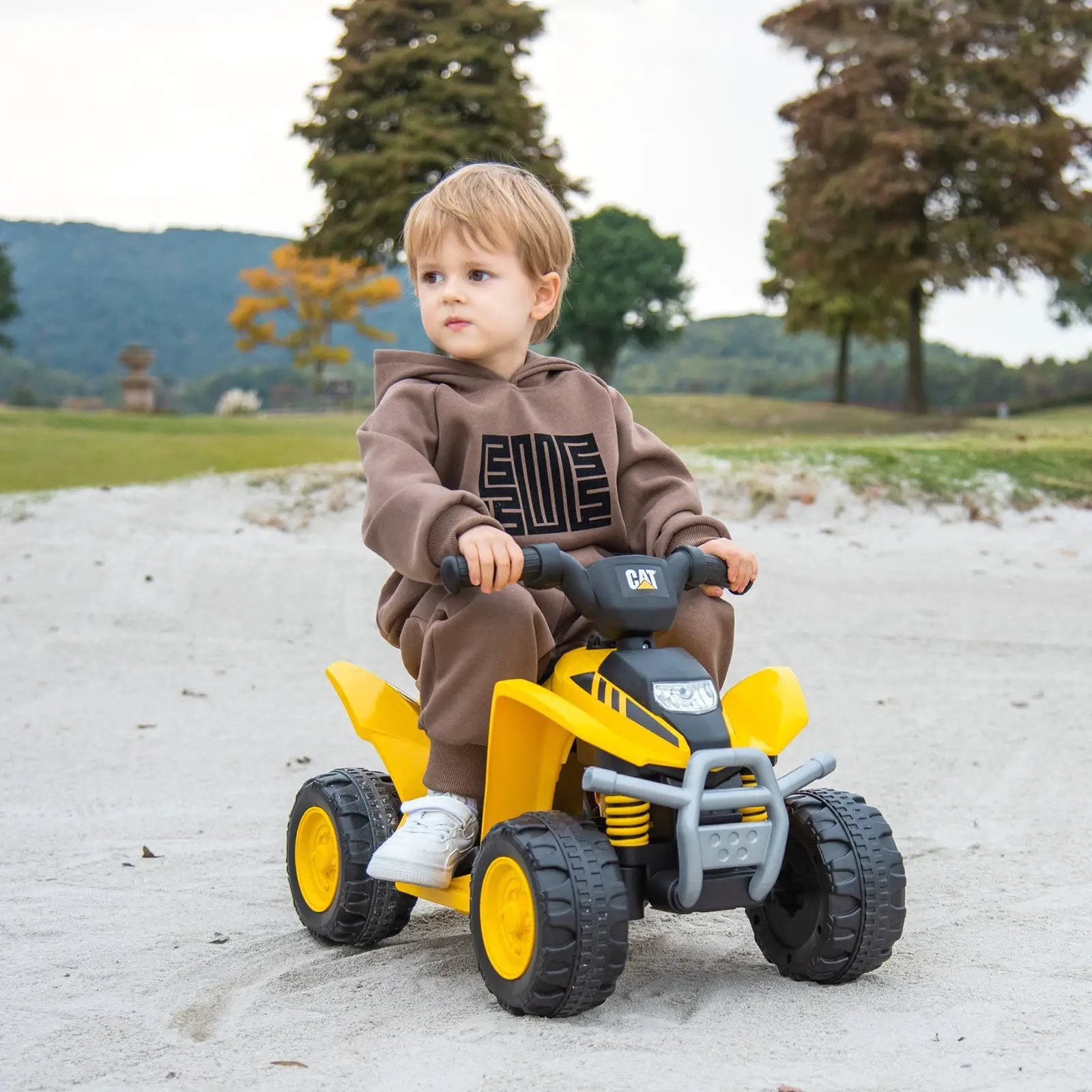 6V Kids Ride on ATV CAT-Licensed with Horn Sound for 18-36 Months Old-Yellow by DirectDeals