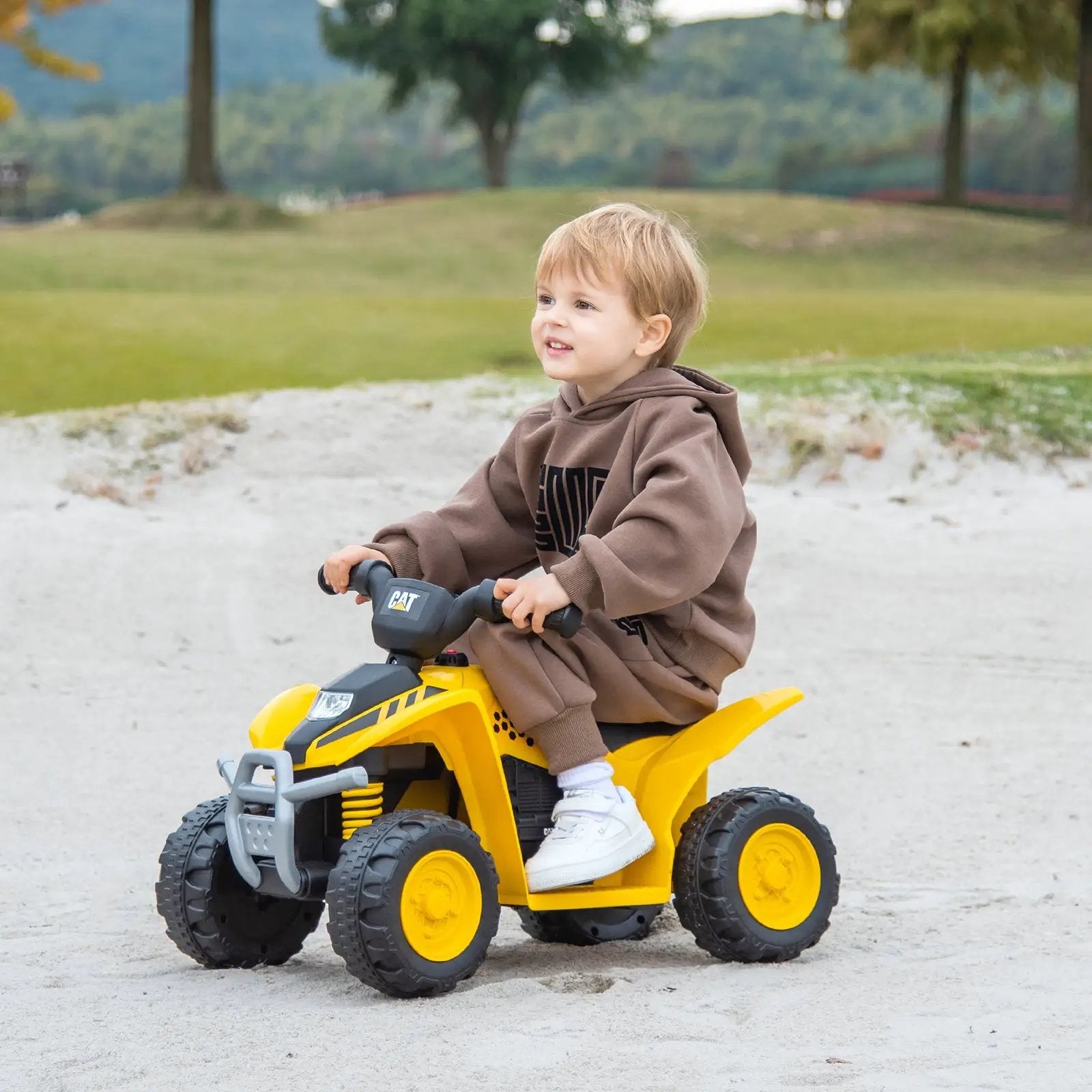 6V Kids Ride on ATV CAT-Licensed with Horn Sound for 18-36 Months Old-Yellow by DirectDeals