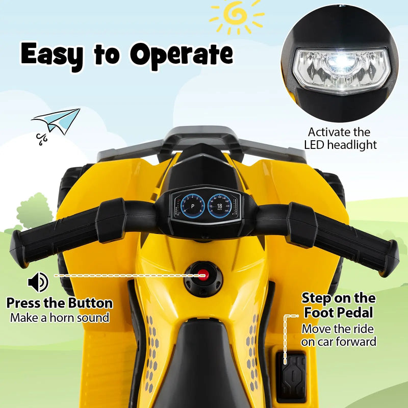 6V Kids Ride on ATV CAT-Licensed with Horn Sound for 18-36 Months Old-Yellow by DirectDeals