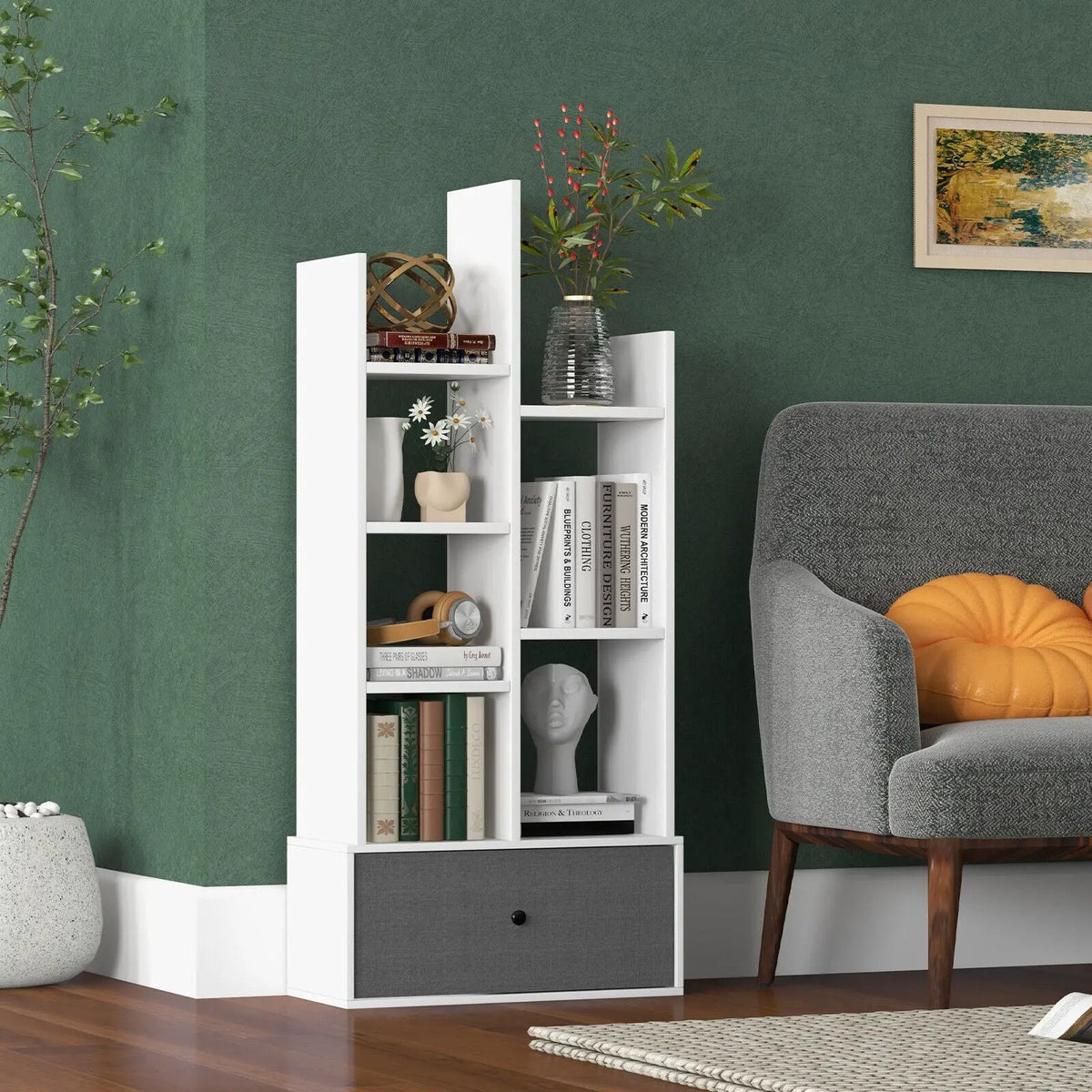 7-Tier Open-Back Bookshelf with Drawer by DirectDeals