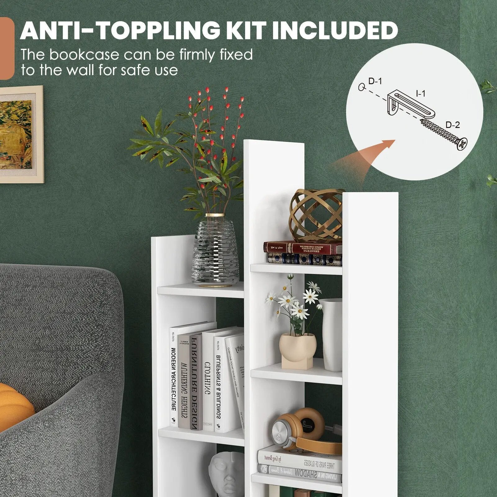 7-Tier Open-Back Bookshelf with Drawer by DirectDeals