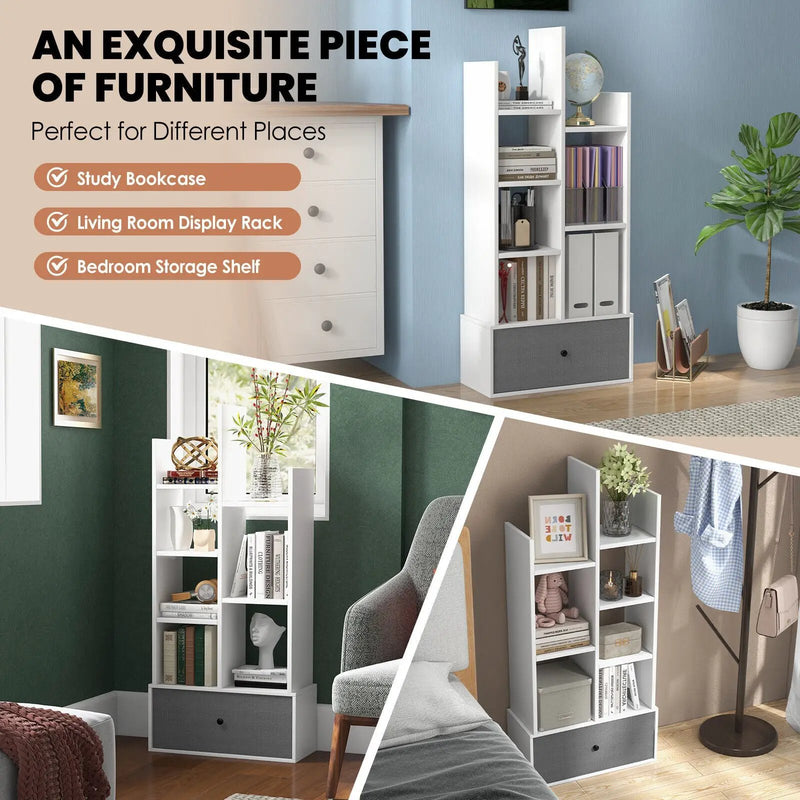 7-Tier Open-Back Bookshelf with Drawer by DirectDeals