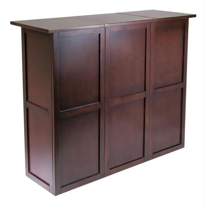 9 Bottle Walnut Wine Bottle Rack Mini Bar Expandable Counter by HomePacific