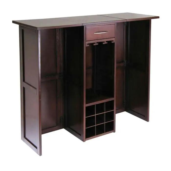 9 Bottle Walnut Wine Bottle Rack Mini Bar Expandable Counter by HomePacific