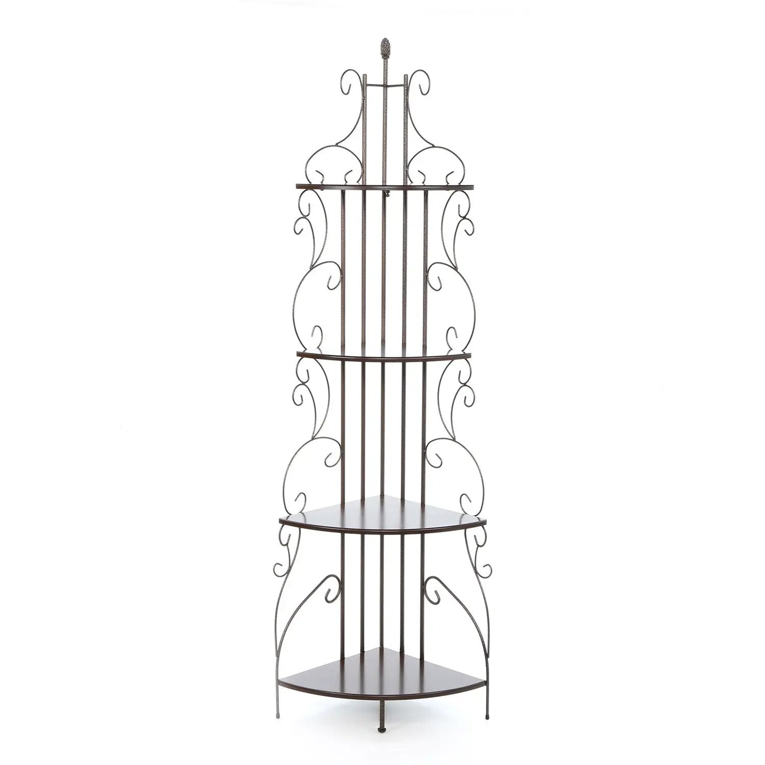 Ornate 4-Tier Metal Corner Bakers Rack Kitchen Dining Shelf by HomePacific