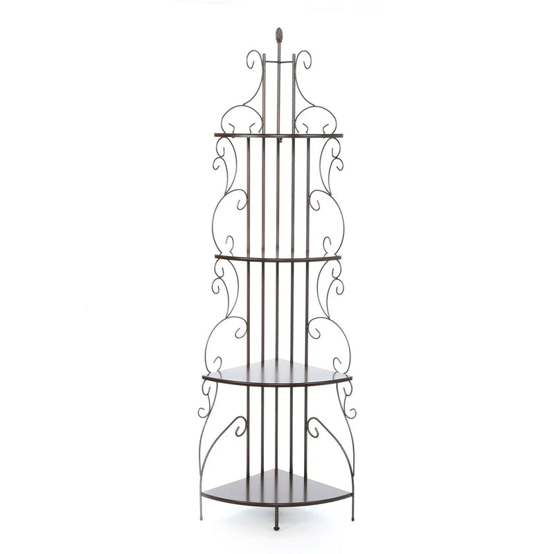 Ornate 4-Tier Metal Corner Bakers Rack Kitchen Dining Shelf by HomePacific