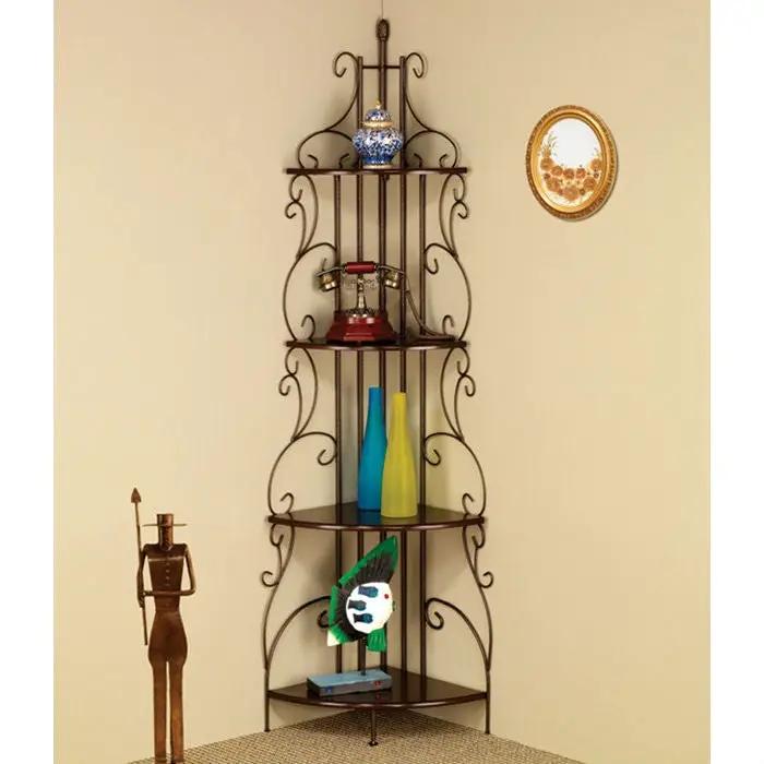 Ornate 4-Tier Metal Corner Bakers Rack Kitchen Dining Shelf by HomePacific