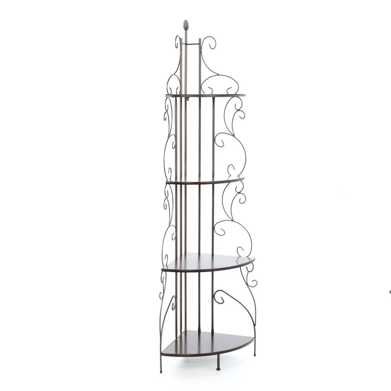 Ornate 4-Tier Metal Corner Bakers Rack Kitchen Dining Shelf by HomePacific