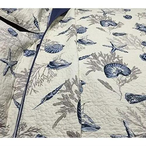 Queen size 100-Percent Cotton 3-Piece Bedspread Quilt Set Ocean Beach Sea Shells Marine Starfish by HomePacific