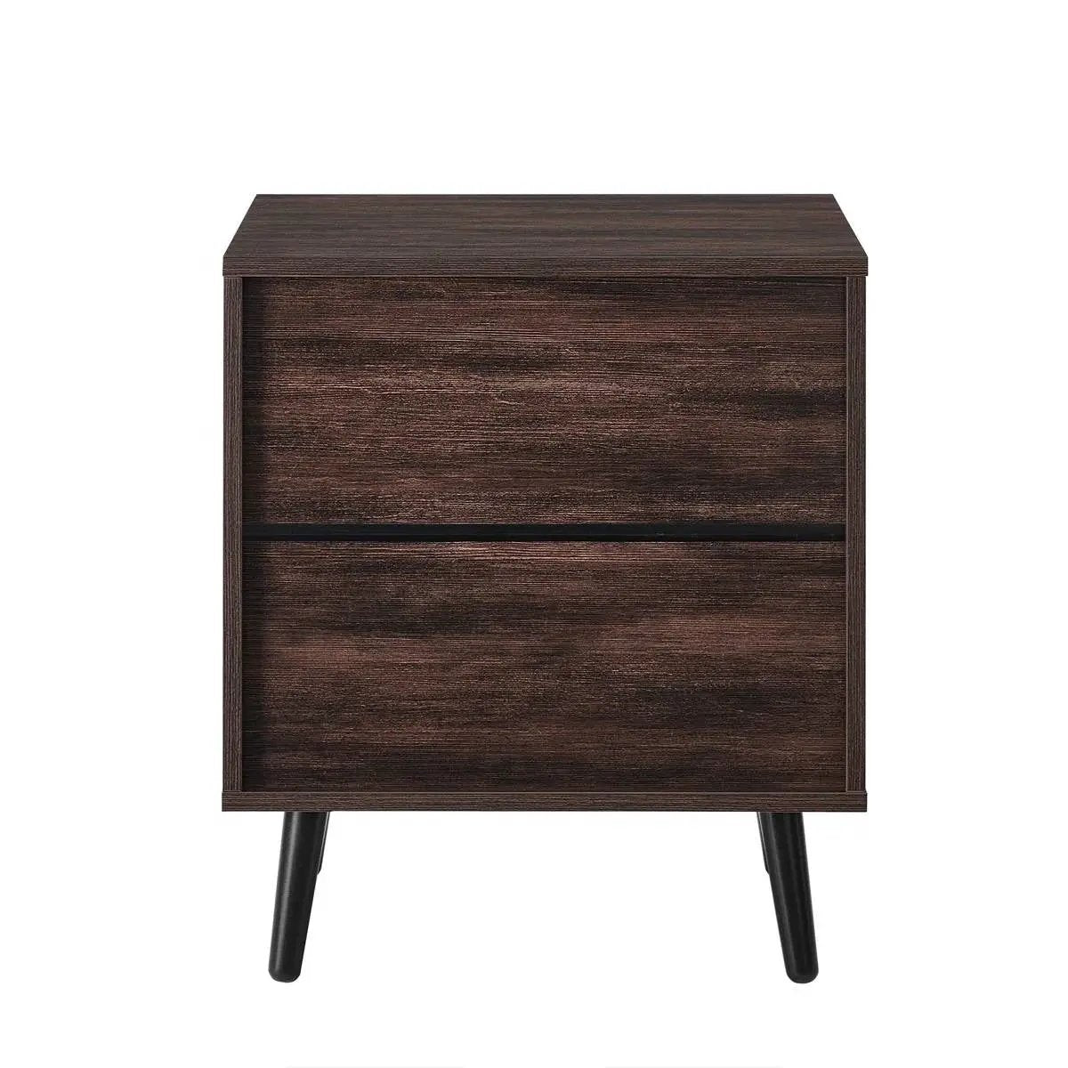 Mid-Century Modern 1-Drawer Nightstand End Table in Dark Brown Wood Finish by HomePacific