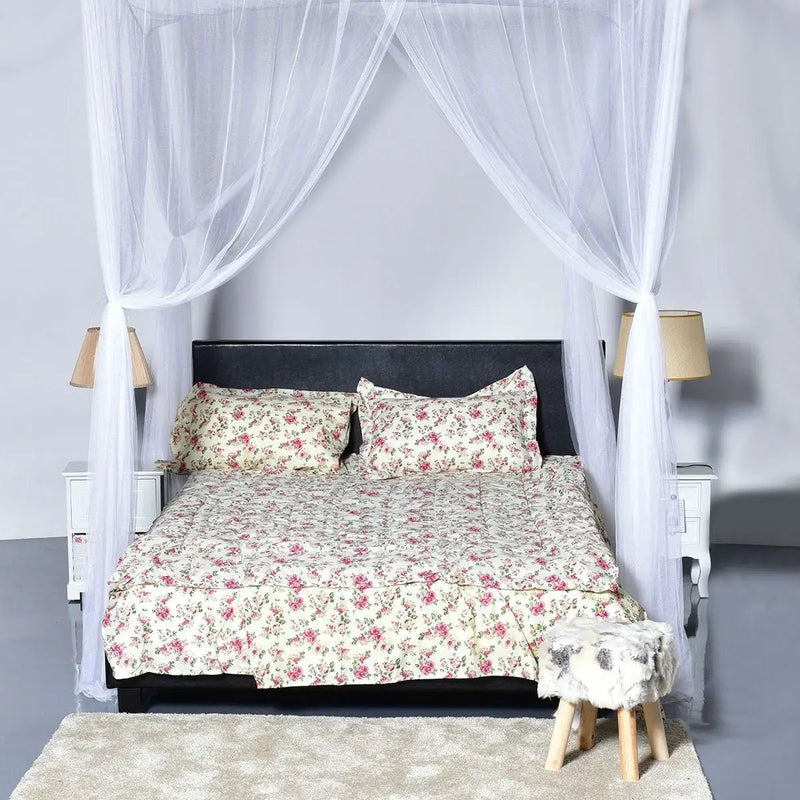 White 4-Post Bed Princess Canopy Net Mosquito Netting for Full or Queen size Beds by HomePacific