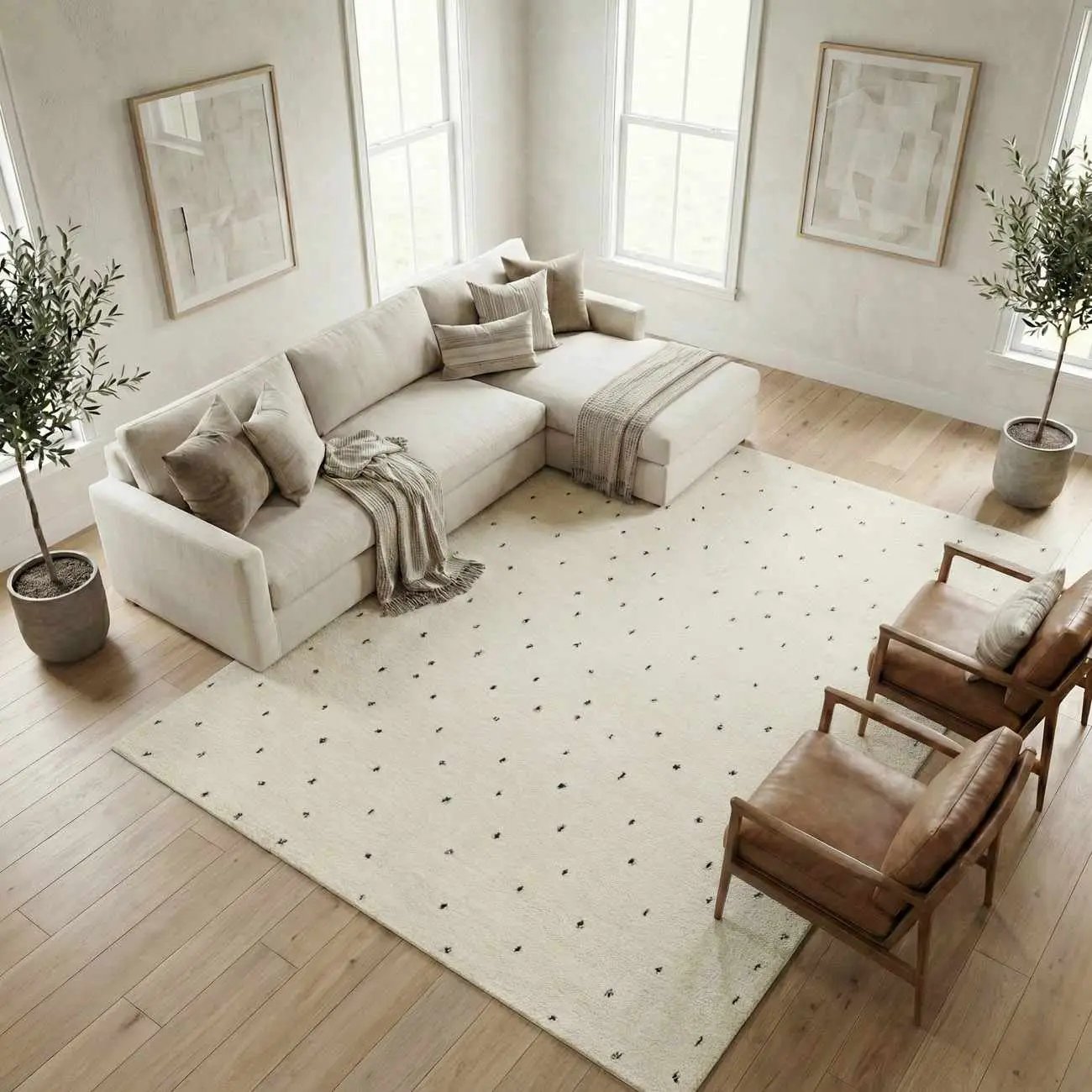 Cirila Dotted Ivory Washable Wool Rug by Boutique Rugs