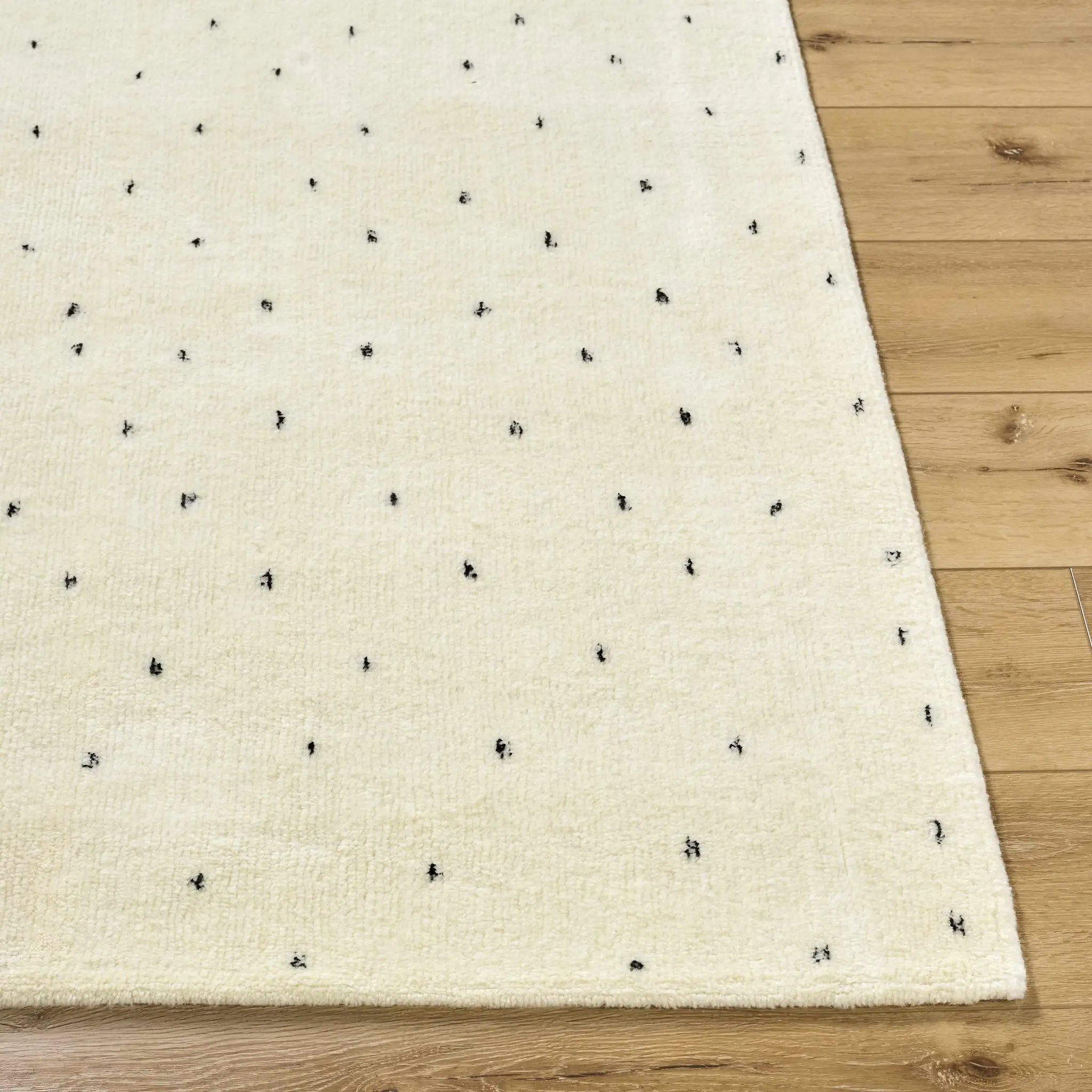 Cirila Dotted Ivory Washable Wool Rug by Boutique Rugs