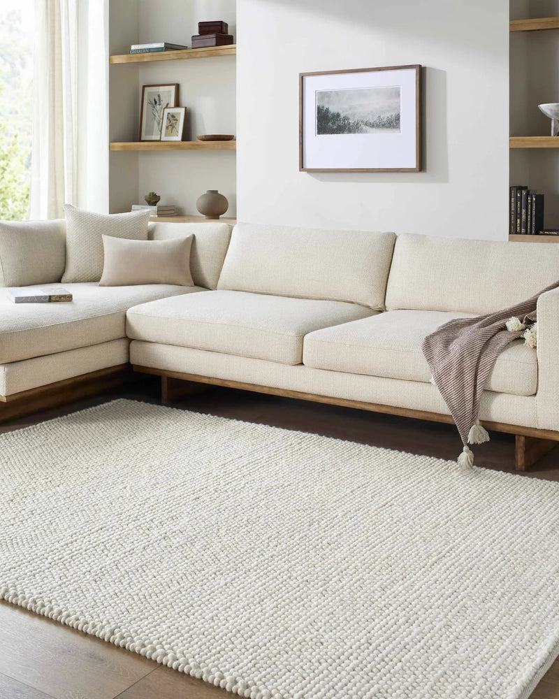 Clayne Beige Premium Wool Area Rug by Boutique Rugs