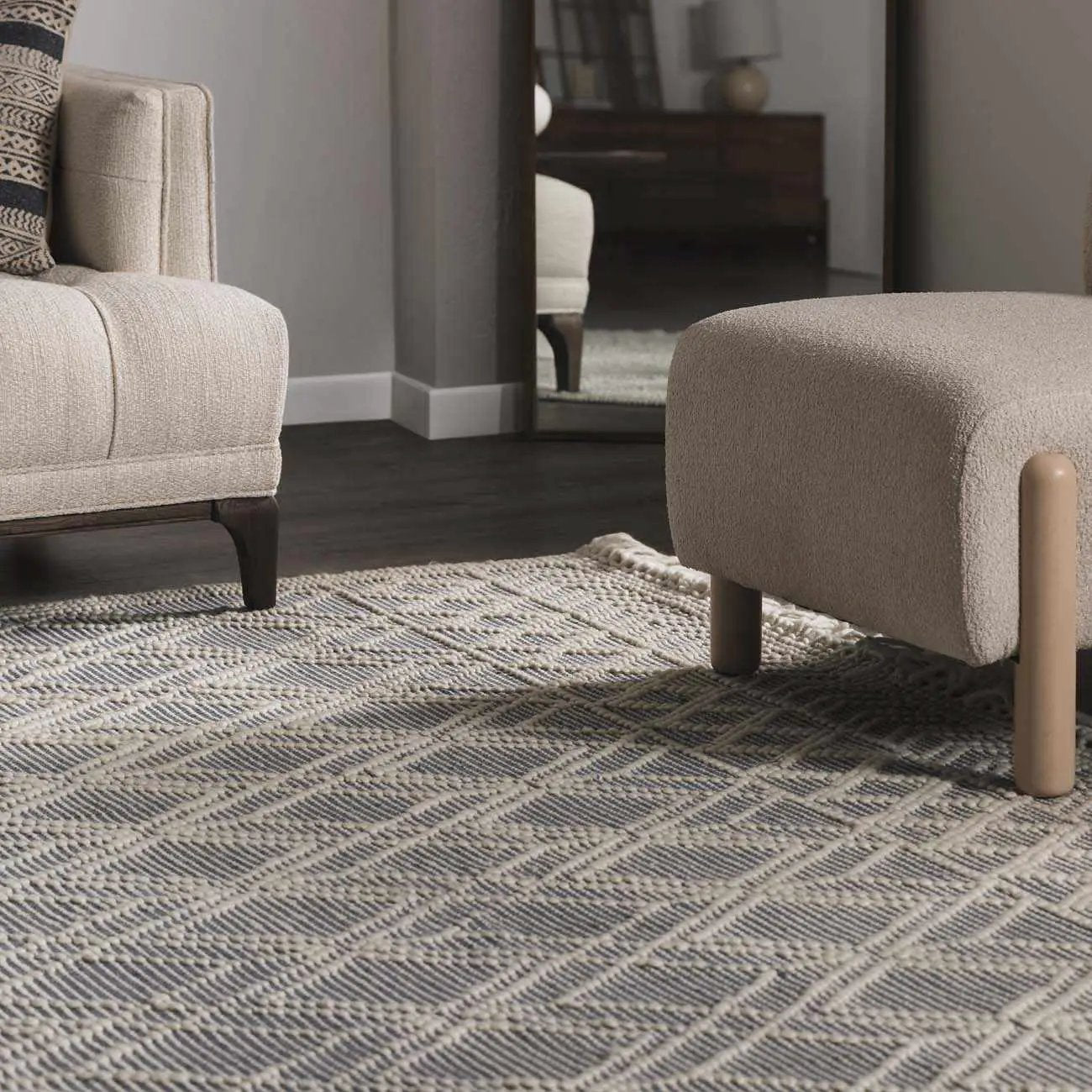 Ramsbury Denim Blue Wool Rug by Boutique Rugs