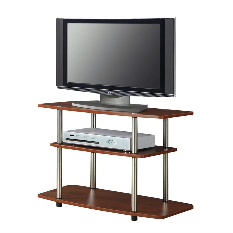 Modern Wood and Metal TV Stand in Cherry Brown Finish by HomePacific