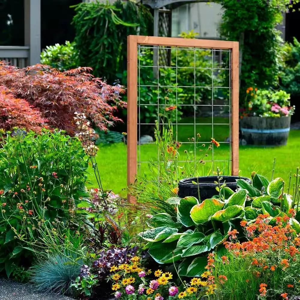 48-inch Outdoor Pine Wood Frame Garden Trellis with Metal Wire Lattice by HomePacific