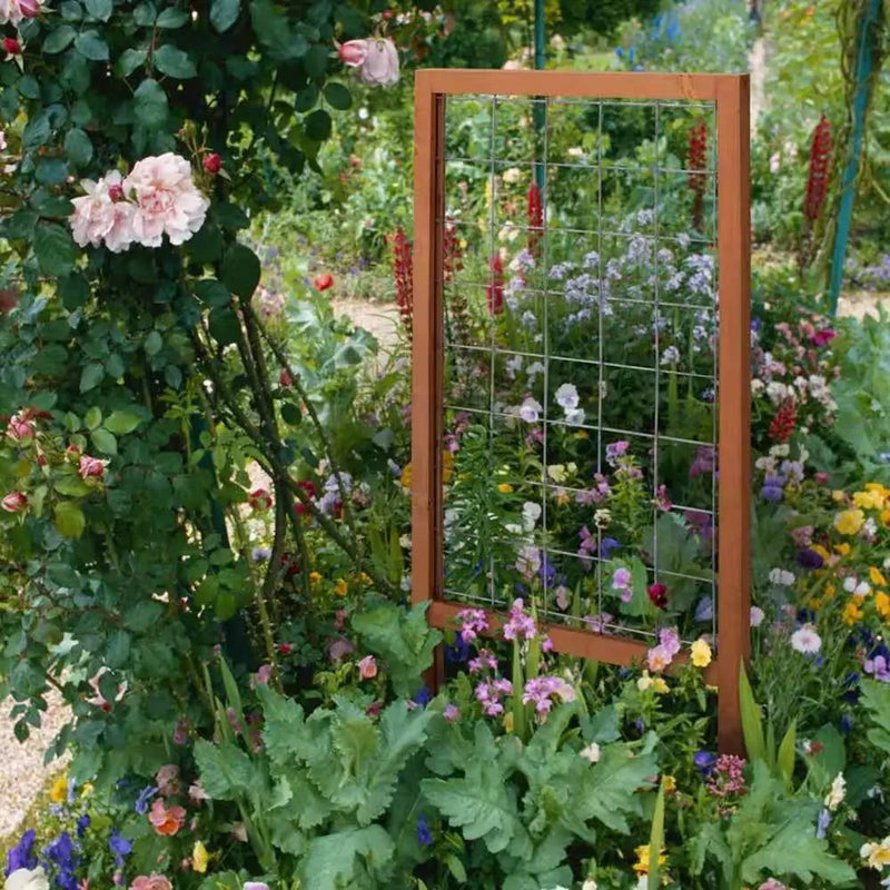 48-inch Outdoor Pine Wood Frame Garden Trellis with Metal Wire Lattice by HomePacific