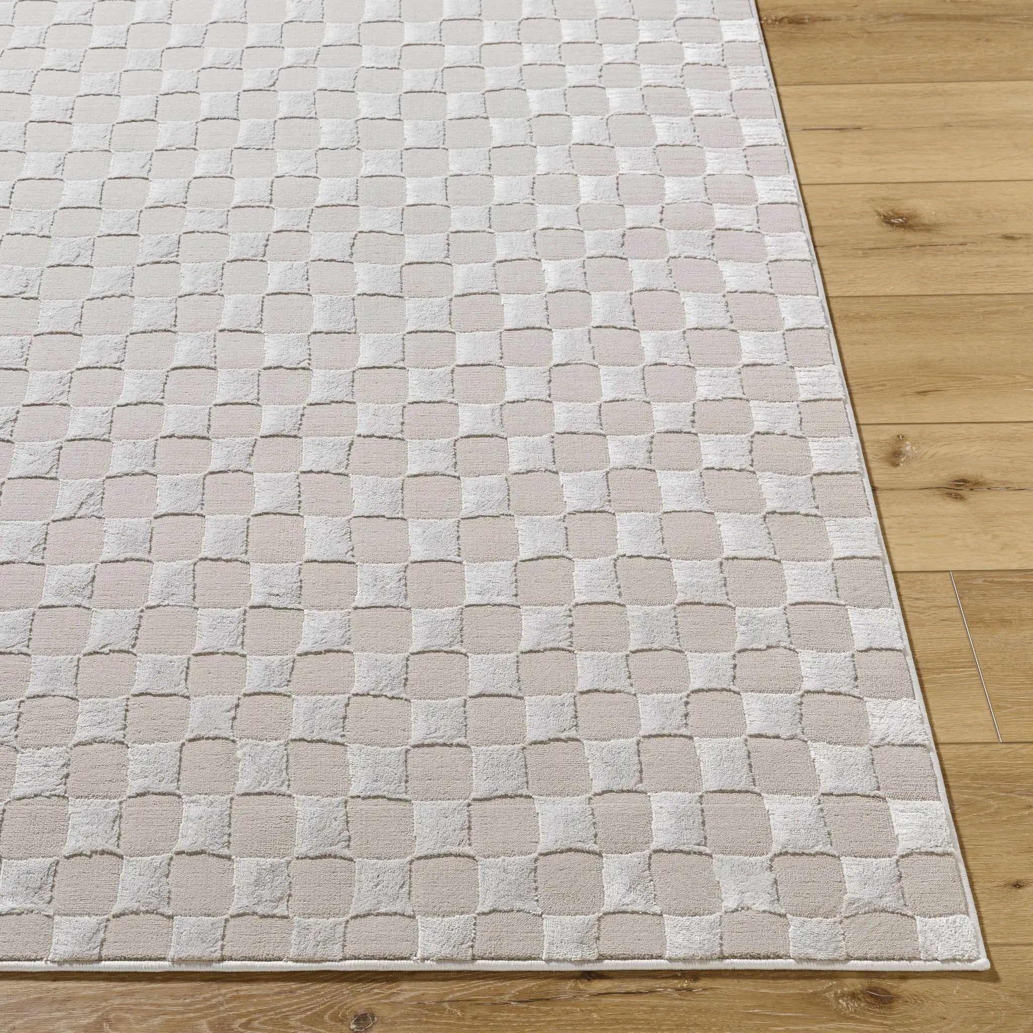 Carina Dark 3D Checkered Washable Area Rug by Boutique Rugs