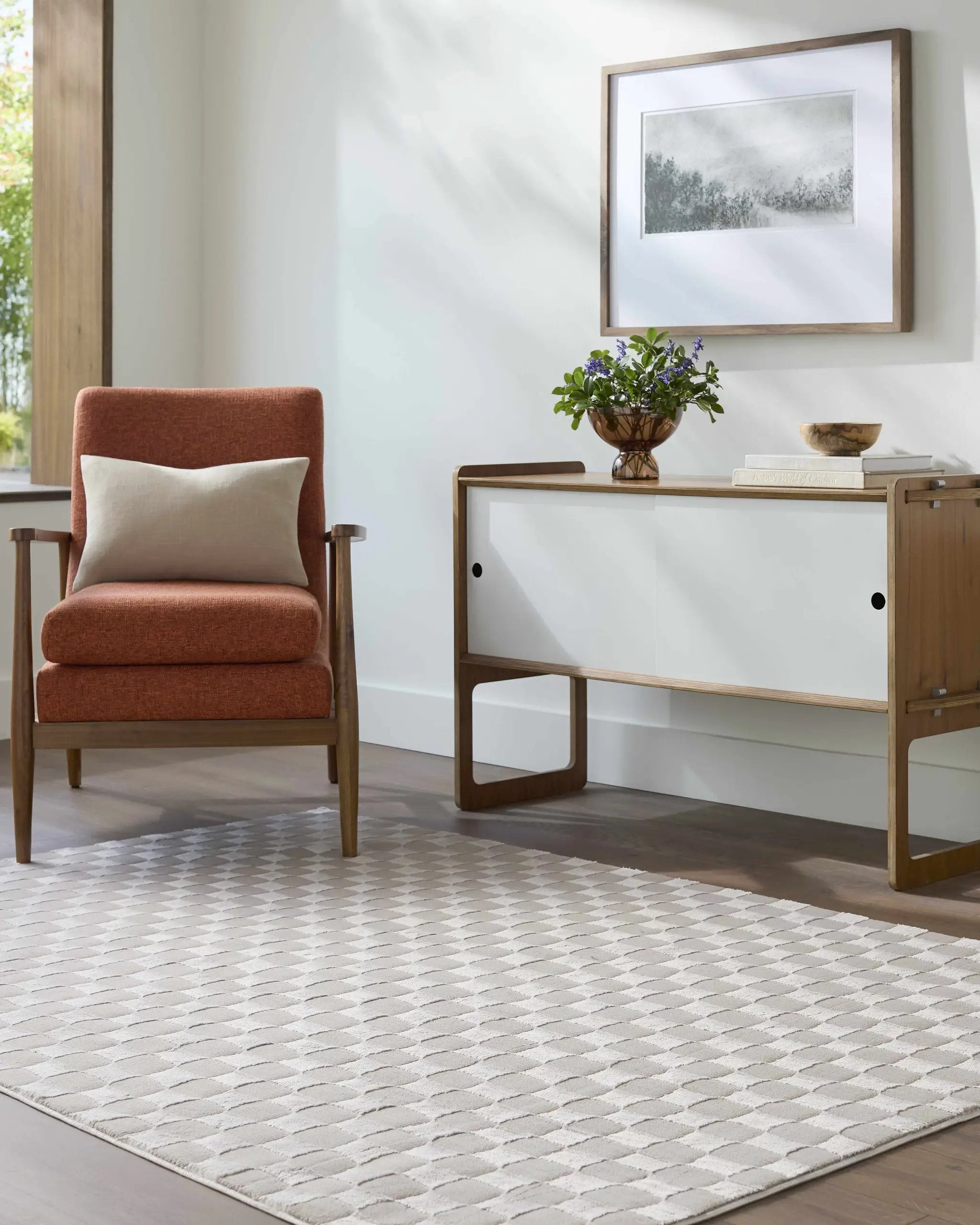 Carina Dark 3D Checkered Washable Area Rug by Boutique Rugs