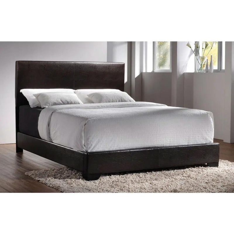 Queen size Dark Brown Faux Leather Upholstered Bed with Headboard by HomePacific