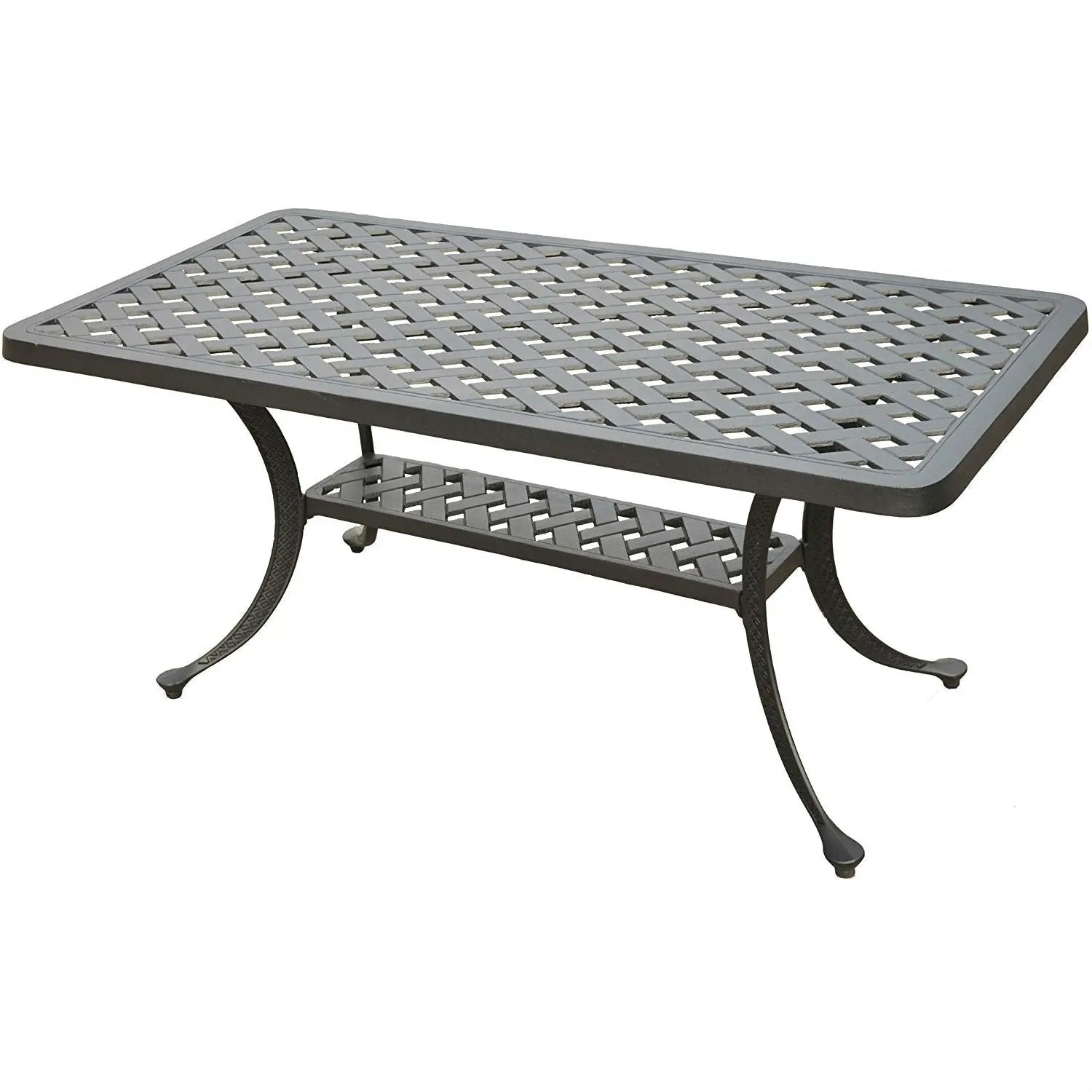 Solid Cast Aluminum 21 x 42 inch Outdoor Patio Dining Cocktail Table - Charcoal by HomePacific