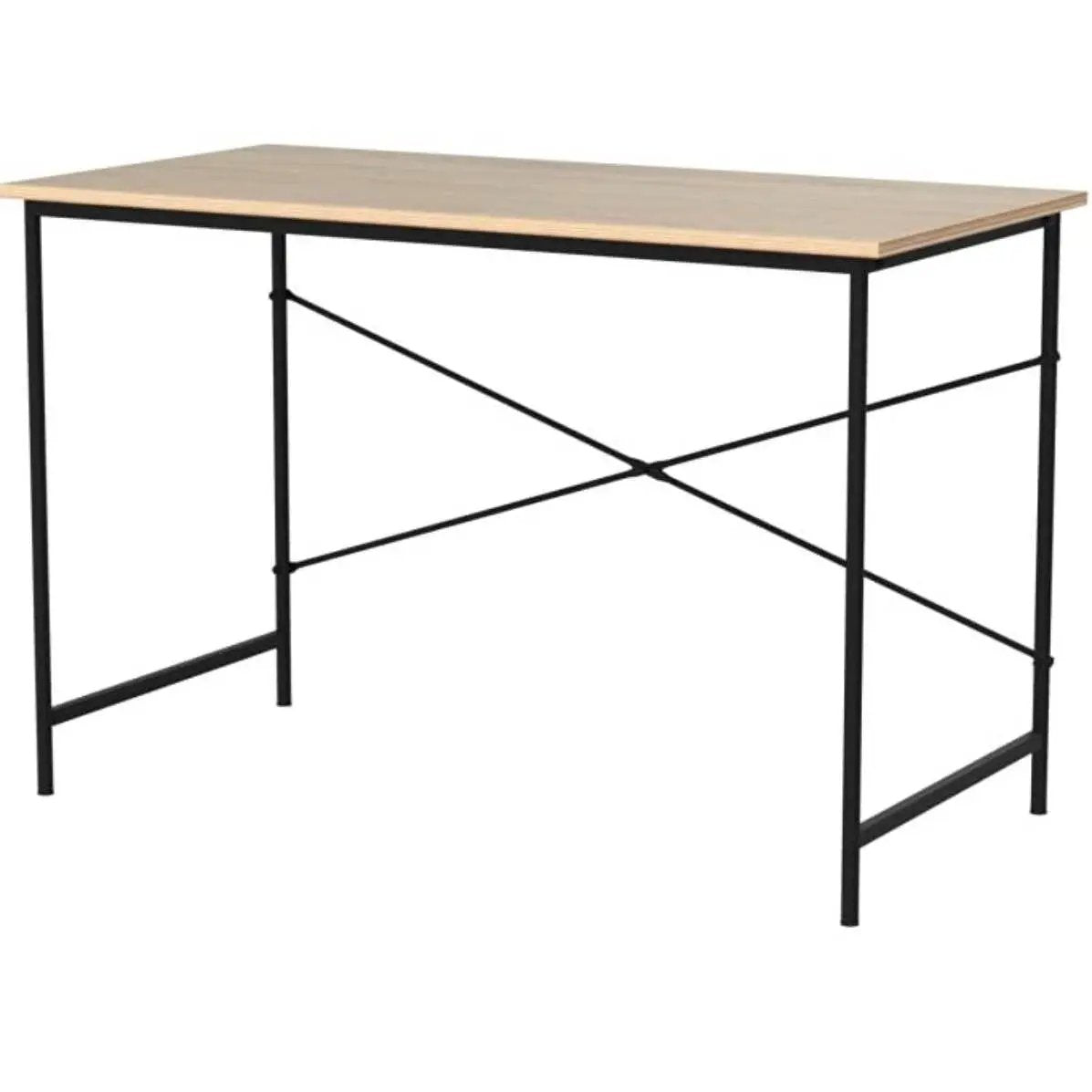 Modern Home Office Computer Desk Table with Black Metal Frame Wood Top in Oak by HomePacific