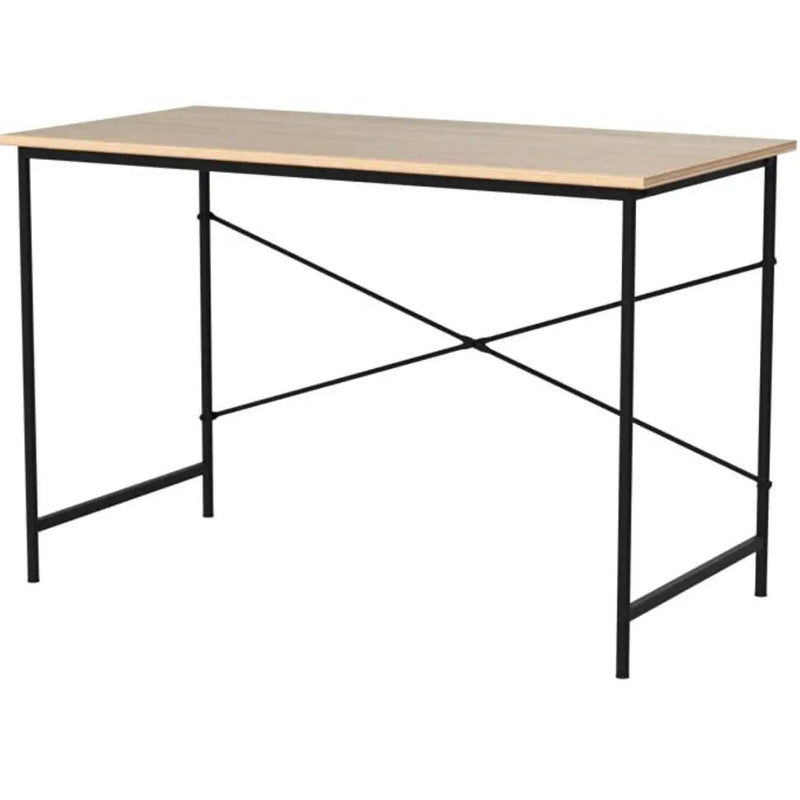 Modern Home Office Computer Desk Table with Black Metal Frame Wood Top in Oak by HomePacific
