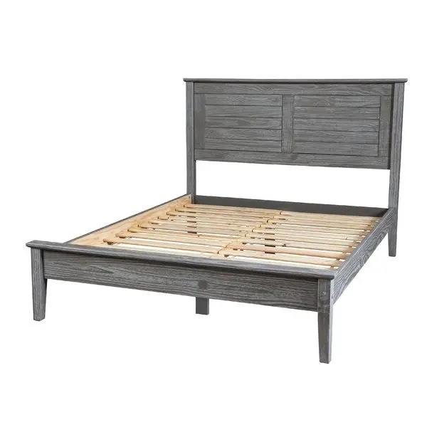 Contemporary Grey Solid Pine Platform Bed in Queen Size by HomePacific