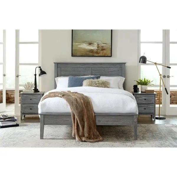 Contemporary Grey Solid Pine Platform Bed in Queen Size by HomePacific