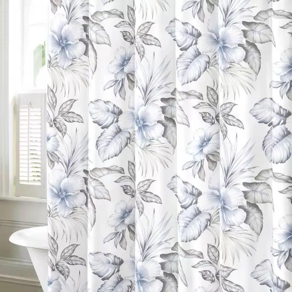 72-inch Tropical Botanical Floral Shower Curtain in 100-Percent Cotton Fabric by HomePacific