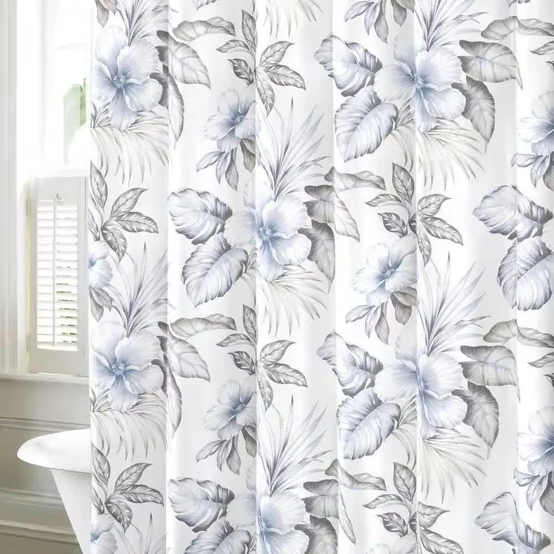 72-inch Tropical Botanical Floral Shower Curtain in 100-Percent Cotton Fabric by HomePacific