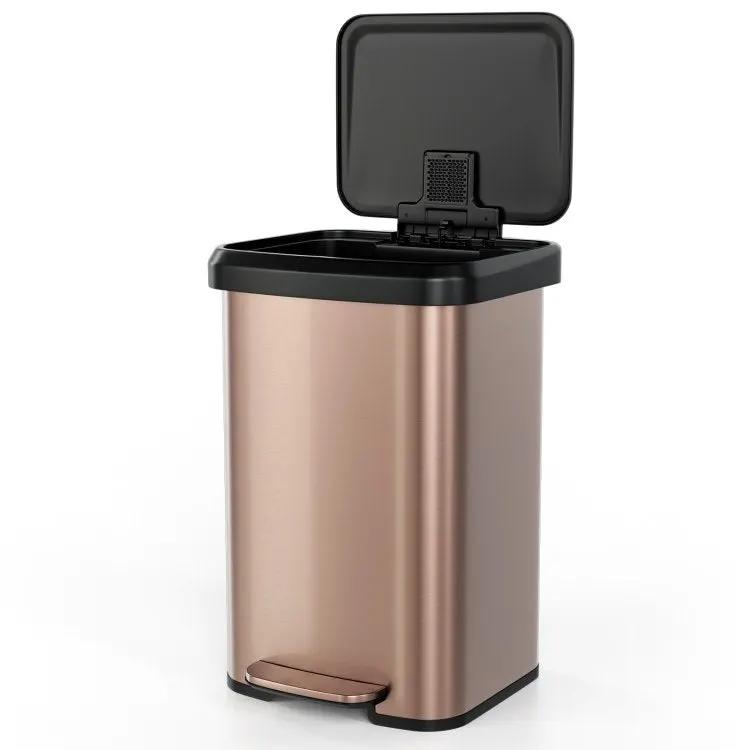 13-Gallon Copper Gold Stainless Steel Step Trash Can with Soft Close Lid by HomePacific