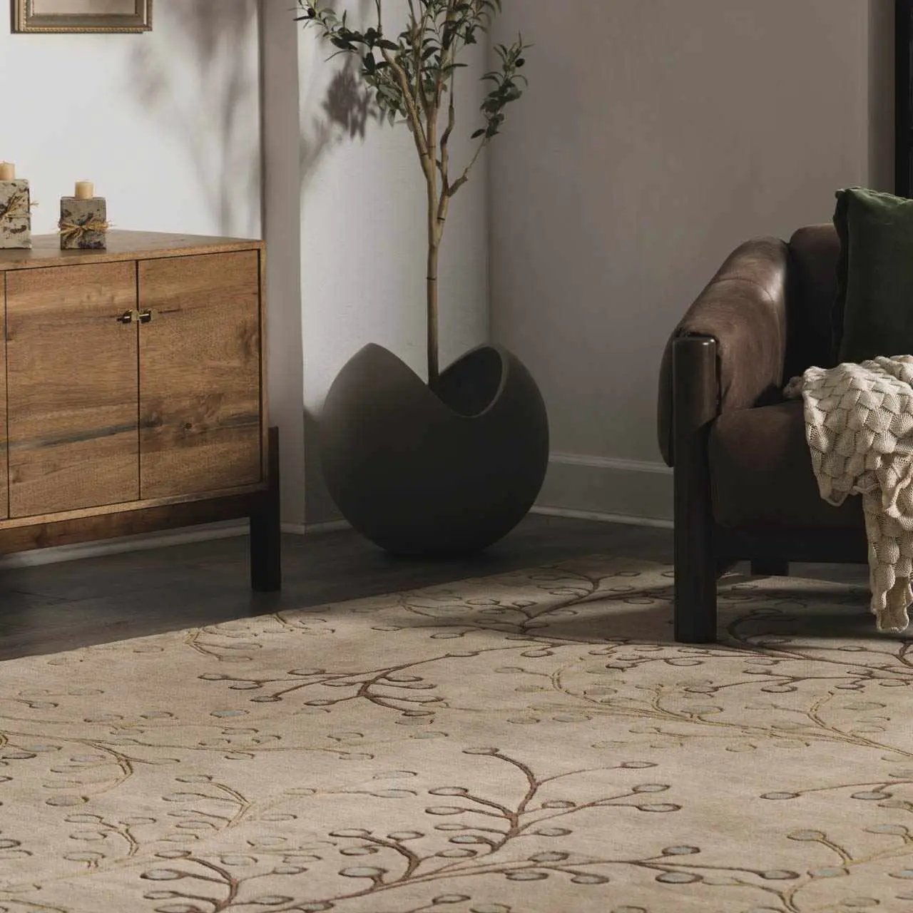 Elsu Beige&Gray Wool Rug by Boutique Rugs