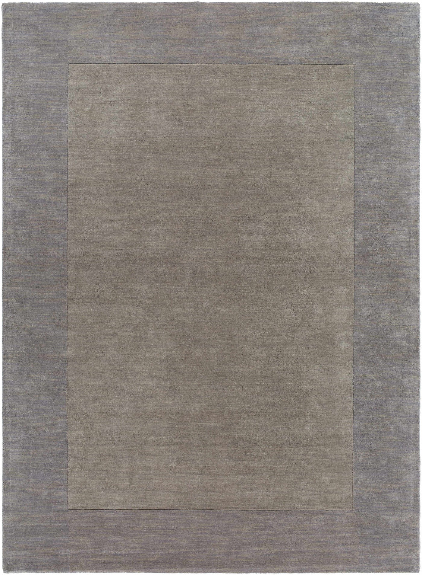 Bordered Solid Gray Wool Rug by Boutique Rugs