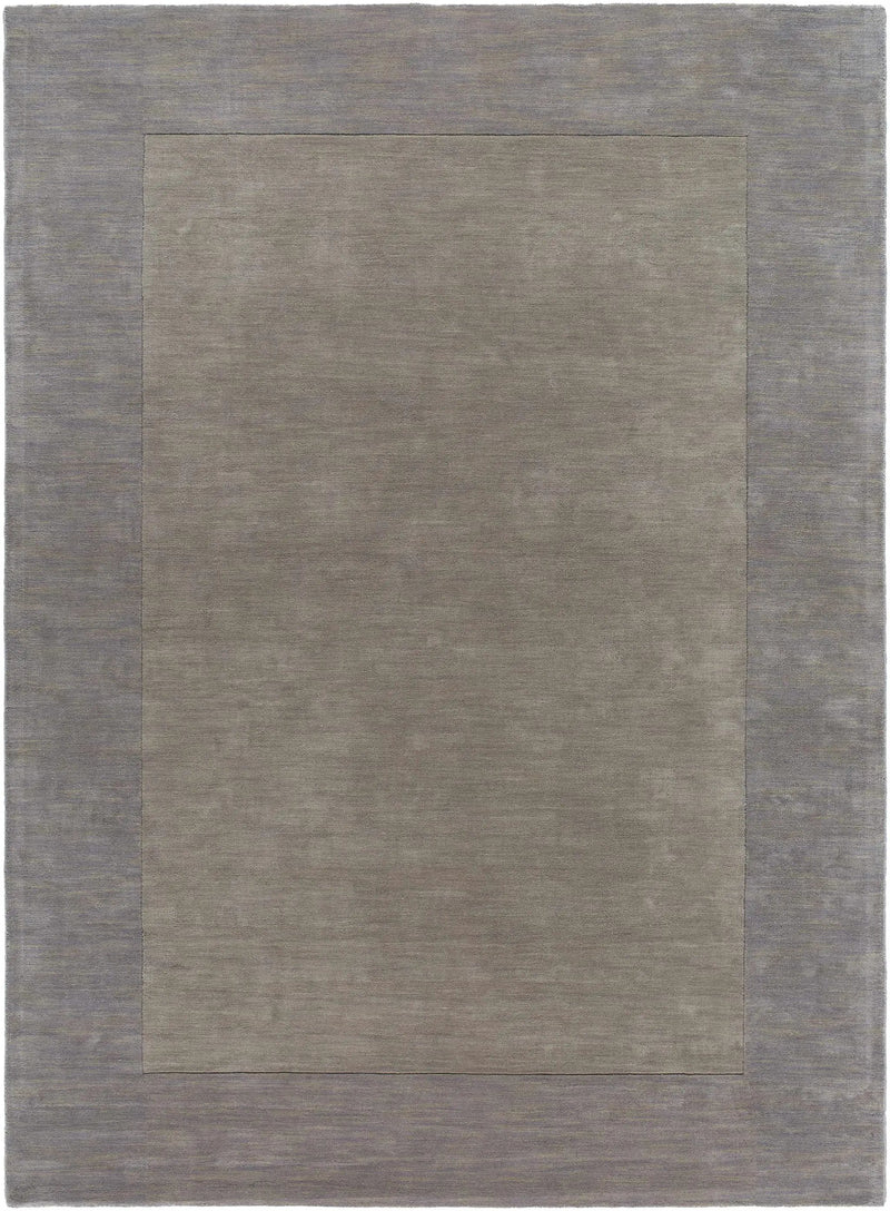 Bordered Solid Gray Wool Rug by Boutique Rugs