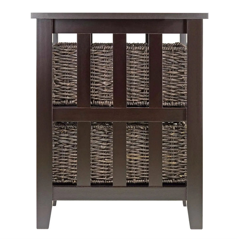 Espresso 3 Tier Bookcase Shelf Accent Table with 2 Small Storage Baskets by HomePacific