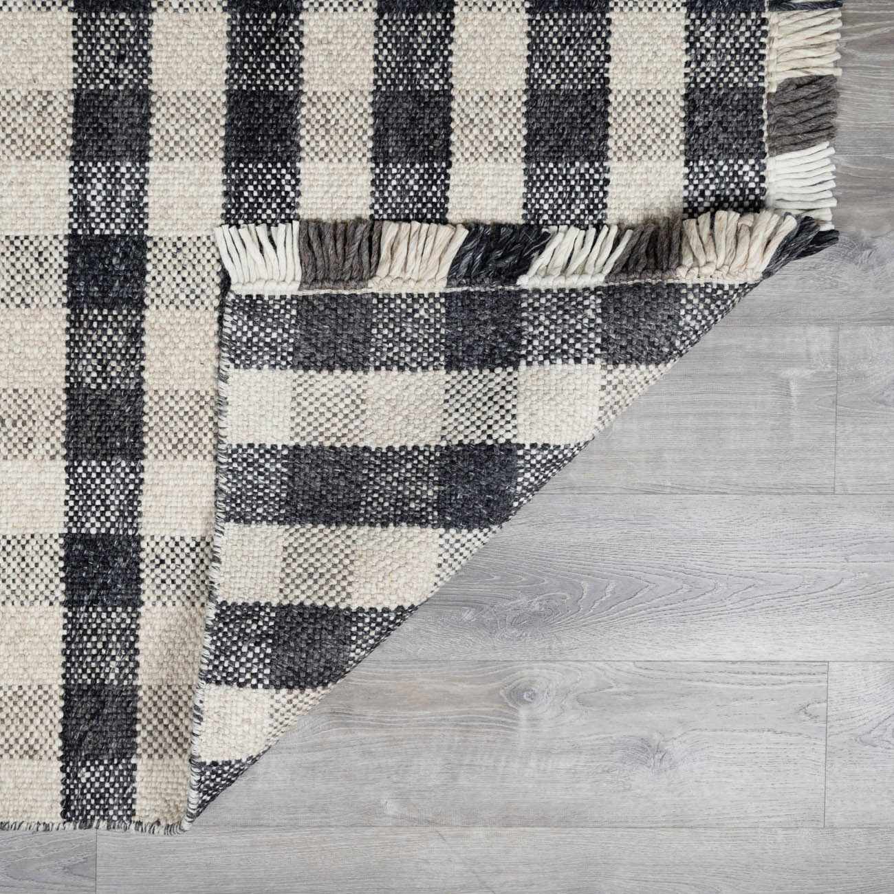 Chilliwack Gray Plaid Wool Rug by Boutique Rugs