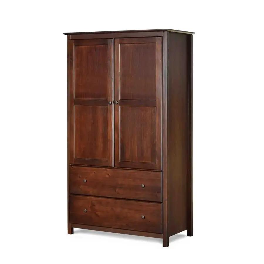 Solid Wood Bedroom Armoire Wardrobe Cabinet with Hanging Bar in Cherry Finish by HomePacific