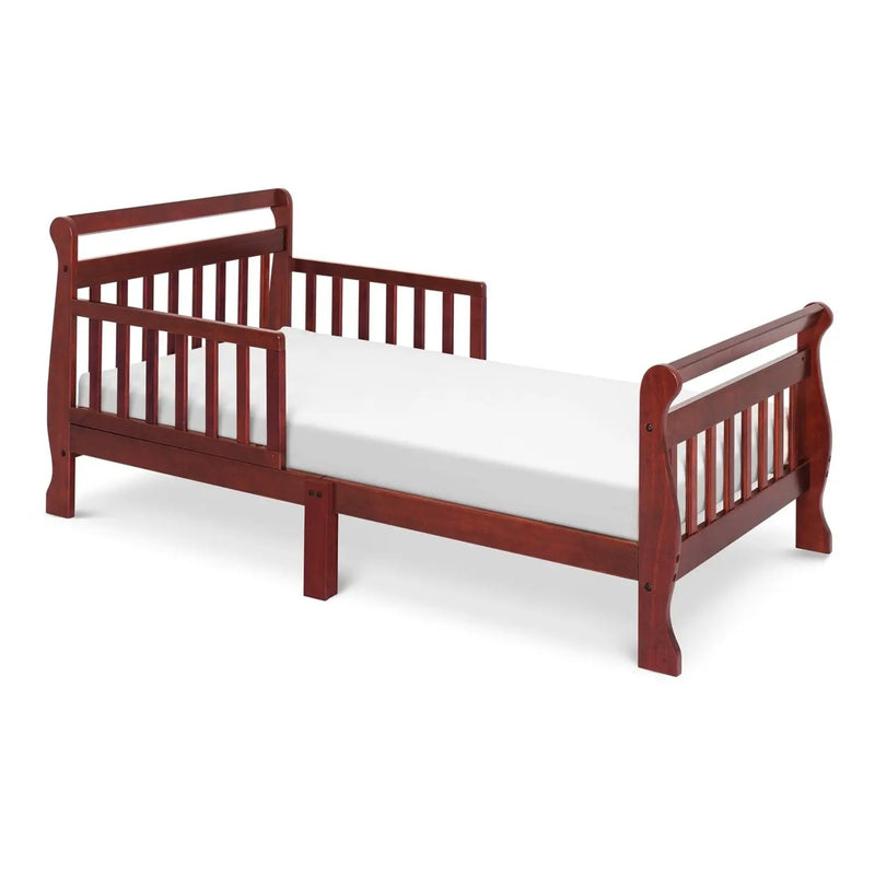 Cherry Modern Slatted Guard Rails Toddler Sleigh Bed by HomePacific